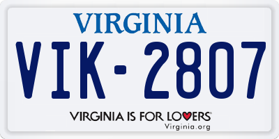 VA license plate VIK2807