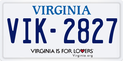 VA license plate VIK2827