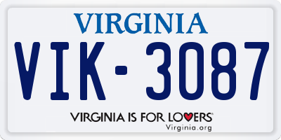 VA license plate VIK3087