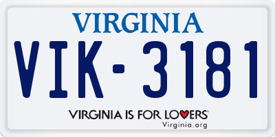 VA license plate VIK3181
