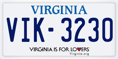 VA license plate VIK3230