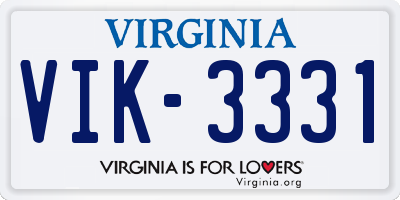 VA license plate VIK3331