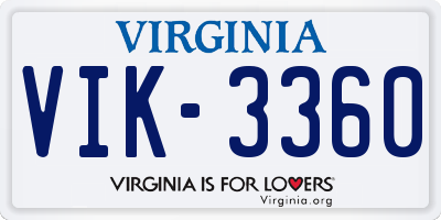 VA license plate VIK3360