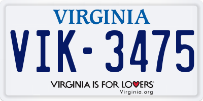 VA license plate VIK3475