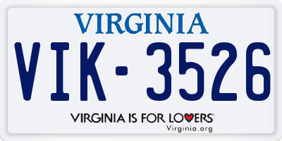 VA license plate VIK3526
