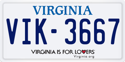 VA license plate VIK3667