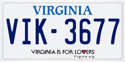 VA license plate VIK3677