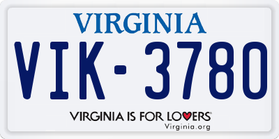 VA license plate VIK3780