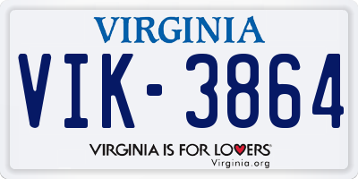 VA license plate VIK3864
