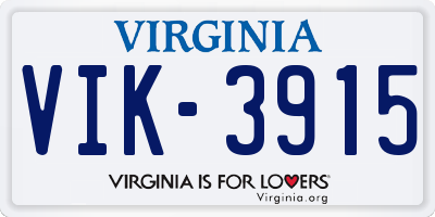 VA license plate VIK3915