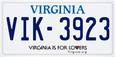 VA license plate VIK3923