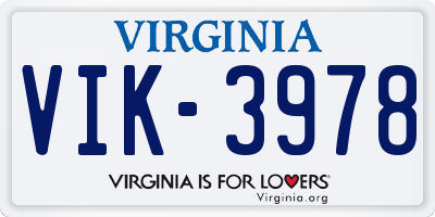 VA license plate VIK3978