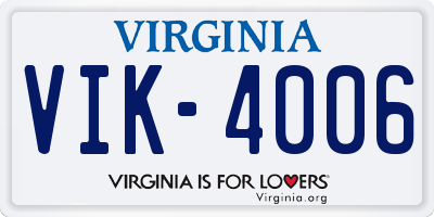 VA license plate VIK4006