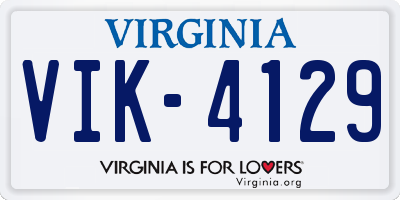 VA license plate VIK4129