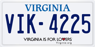 VA license plate VIK4225