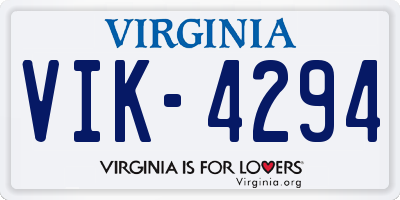 VA license plate VIK4294