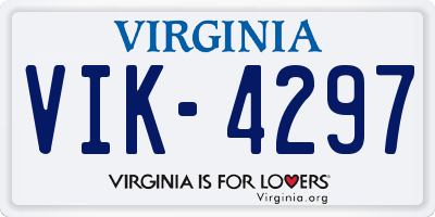 VA license plate VIK4297