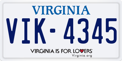 VA license plate VIK4345
