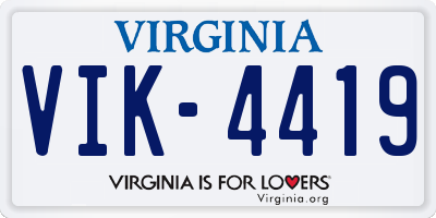 VA license plate VIK4419