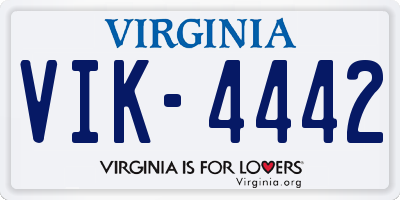 VA license plate VIK4442