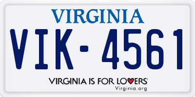 VA license plate VIK4561