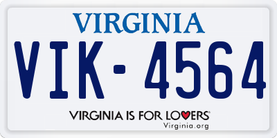 VA license plate VIK4564