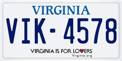 VA license plate VIK4578