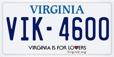 VA license plate VIK4600