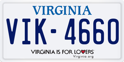 VA license plate VIK4660