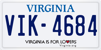 VA license plate VIK4684