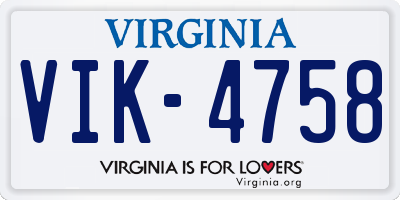 VA license plate VIK4758