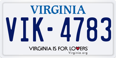 VA license plate VIK4783
