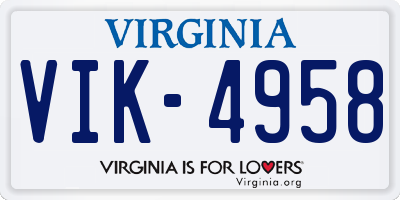 VA license plate VIK4958