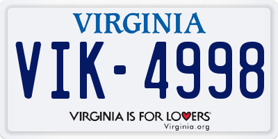 VA license plate VIK4998