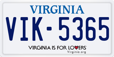 VA license plate VIK5365