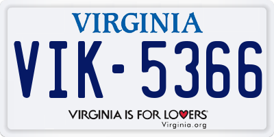 VA license plate VIK5366