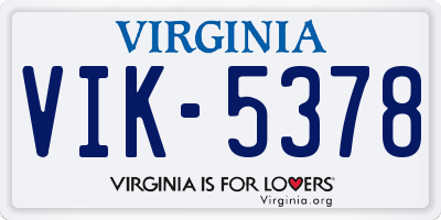 VA license plate VIK5378