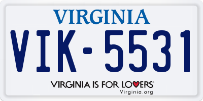 VA license plate VIK5531