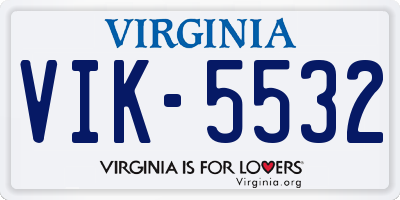 VA license plate VIK5532