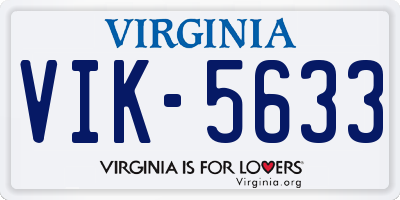 VA license plate VIK5633