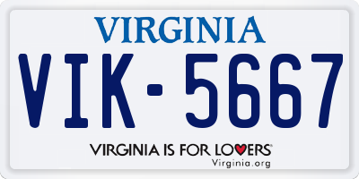 VA license plate VIK5667