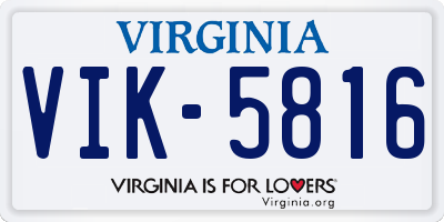VA license plate VIK5816
