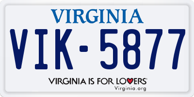 VA license plate VIK5877
