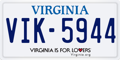 VA license plate VIK5944