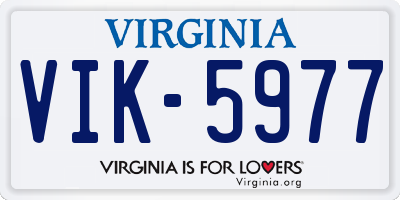 VA license plate VIK5977