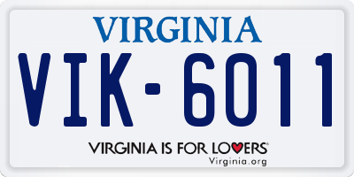VA license plate VIK6011