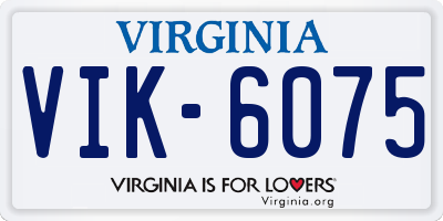 VA license plate VIK6075
