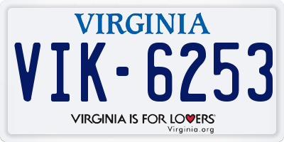 VA license plate VIK6253