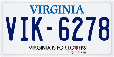 VA license plate VIK6278