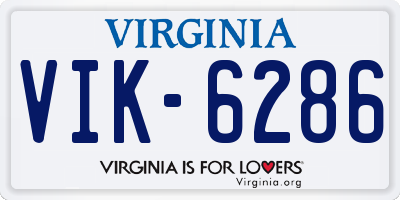 VA license plate VIK6286